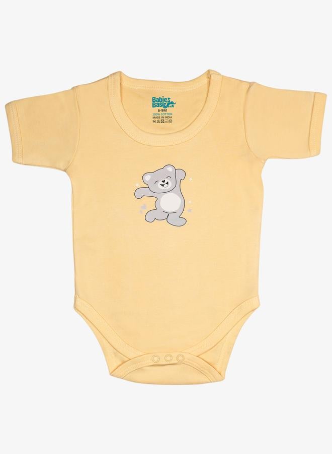 Babies Basic 5-Piece 100% Cotton Bib, Romper, Mittens, Cap and Sleepsuit Set - Image 3